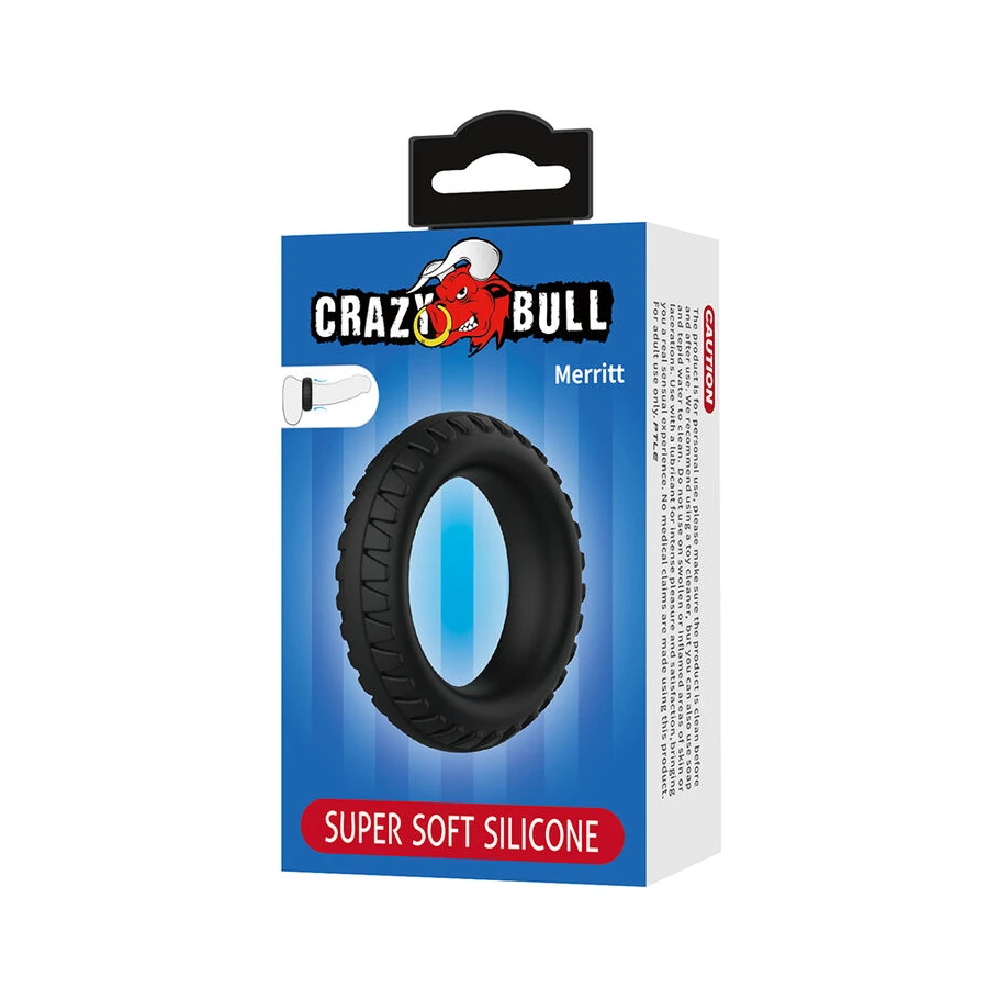 CRAZY BULL - MERRITT TEXTURED SILICONE COCK RING BLACK
